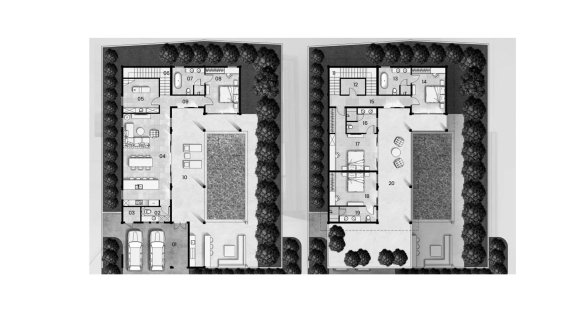 Villa floor plan, 4 bedrooms in Valentine Village No. 11008 (2D)